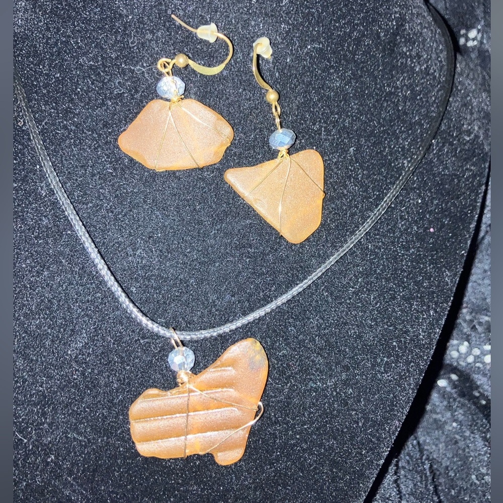 #13 Handmade seaglass necklace and earring set